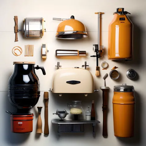best quality, masterpiece, photo realistic, highly detailed, photo realistic, minimalist, clean background, from top, knolling, a lot of tools from the department store, (film grain:1.2), <lora:more_details:0.32> <lora:knolling3:1>