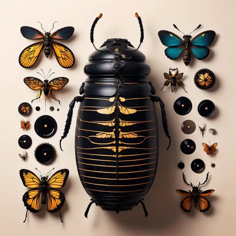 ((masterpiece)), (best quality), official art, extremely detailed CG, unity 8k wallpaper, ultra detailed, highly detailed, detailed background, vivid color,
insect,
knolling, red background,
<lora:knolling3:0.7>