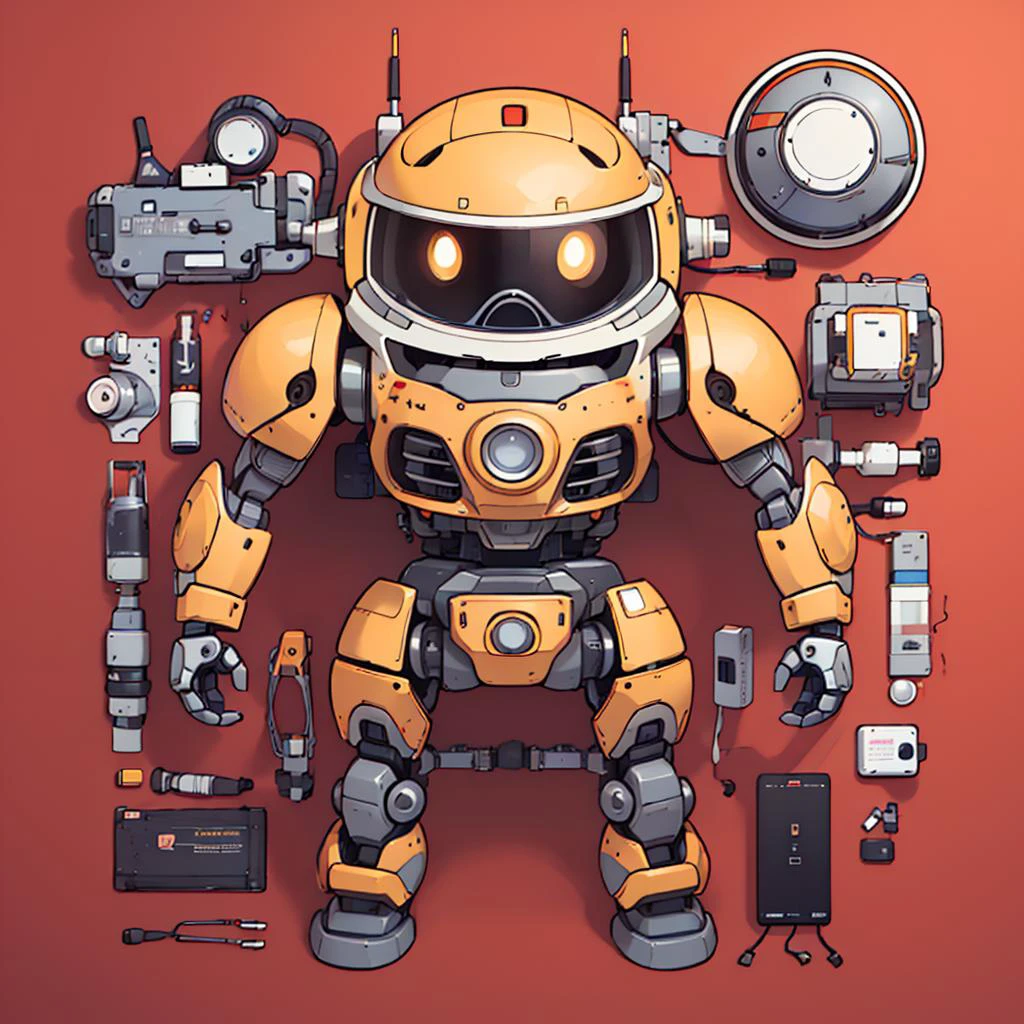((masterpiece)), (best quality), official art, extremely detailed CG, unity 8k wallpaper, ultra detailed, highly detailed, detailed background, vivid color,
robot, knolling, red background,
<lora:knolling3:0.7>