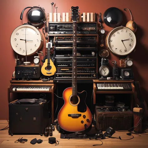 ((masterpiece)), (best quality), official art, extremely detailed CG, unity 8k wallpaper, ultra detailed, highly detailed, detailed background, vivid color,
musical instrument, knolling, red background,
<lora:knolling3:0.7>