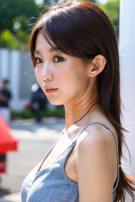 Best quality,masterpiece,ultra high res,photorealistic,1girl,slim body,japanese street alley,dynamic pose,face closeup,depth of field,<lora:shuyau_kuo:1>,