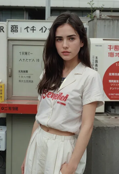 1 woman, 18 years old, shot on fujifilm, (face of Jennifer Connelly in 1988:.83), casual 80s clothing, <lora:80s Japan 2:.6>, Color film photograph - 1980s - Tokyo - Japan