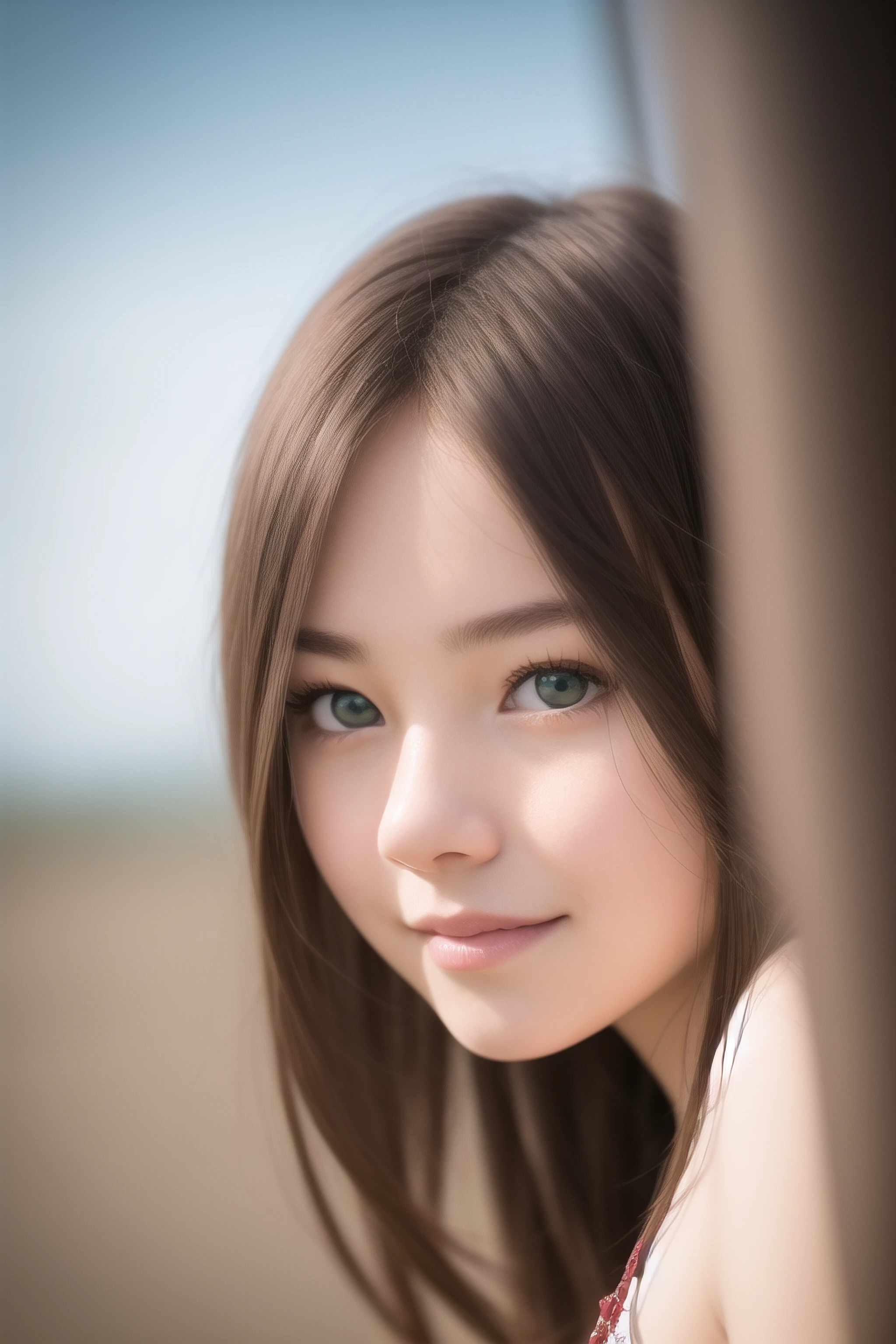 Cinematic film still, 1girl, standing, yo, pale skin, innocent smile, white stockings, ((detailed face)), (detailed skin), moist, intricate details, shallow depth of field, [volumetric fog], cinematic lighting, reflections, photographed on a Canon EOS R5, 50mm lens, F/2.8, HDR, 8k resolution