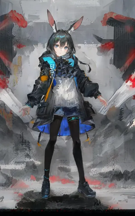 1girl, solo, full body,rabbit ears, pose