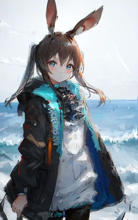 1girl, solo, cowboy shot,rabbit ears, pose,
standing,ocean,roam.bubble