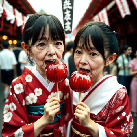 (Tabletop、Highest quality、8k、Award-winning works、Ultra-high resolution)、(Group photo of two women 1.4)、(The perfect red turtleneck:1.65)、(Smeared red turtleneck sweater:1.1)、Both((Very huge  bigger than a face:1.65))、Accentuate your body lines、very long wavy hair、Bright and shiny lipstick、(The biggest smile looks at me:1.1)、(Please smile widely and show your beautiful teeth.:1.1)、(Two women standing side by side:1.4)、Glowing Skin、(Face close-up:1.5)、(Background of the Japanese sexual festival:1.95)、Accurate anatomy、Ultra HD Hair、Ultra-high definition beauty face、Shining, Ultra-high resolution beautiful skin、Ultra-high resolutionの艶やかな唇、(Face covered in lots of:1.75)、(Two women facing the front:1.3)、(The body faces straight ahead:1.1)