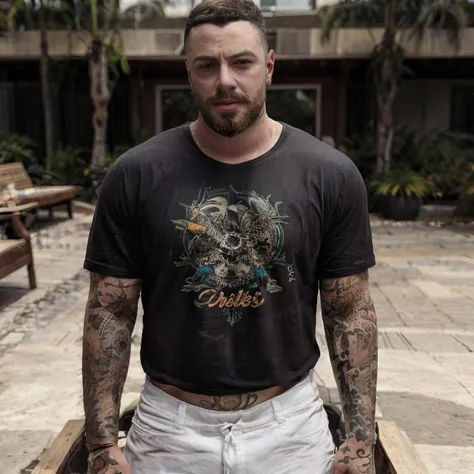1male, face, realistic, <lora:Felipe Titto:1>, tatto body, shorts