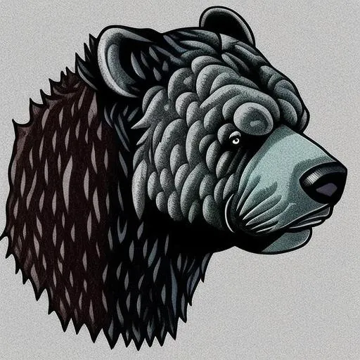 phantatt black and shading grizzly bear head white background bold linework <hypernet:phantatt:1>