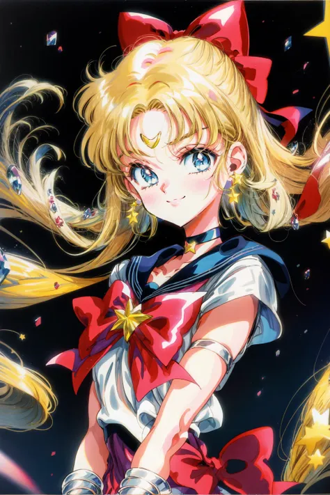 1girl, 📷 Capture the essence of a Magical Girl (Mahou Shoujo), medium: hyper-realistic photography, style: capturing the vibrant energy similar to that of Sailor Moon, lighting: high-key with a focus on bright, clean light to enhance her youthful energy, colors: a spectrum of rainbow hues with a dominance of sailor blue, composition: shot with a Sony Alpha 1, FE 135mm f/1.8 GM lens, resolution 50.1 megapixels, ISO 200, f/2.2 aperture, shutter speed 1/320 second. Position the Magical Girl in an action pose, mid-twirl, her ribbon-like accessories flowing dynamically around her.