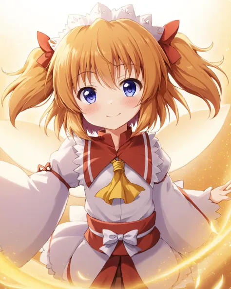 sunny milk,1girl, solo, twintails, smile, blush, feathers, ribbon, headdress, wide_sleeves, wings
<lora:sunny_milk_image988_2023-12-20:1>,star-shaped_pupils,symbol-shaped_pupils,. gorgeous,key visual, vibrant, studio anime,award-winning, professional, highly detailed,high budget, cinemascope