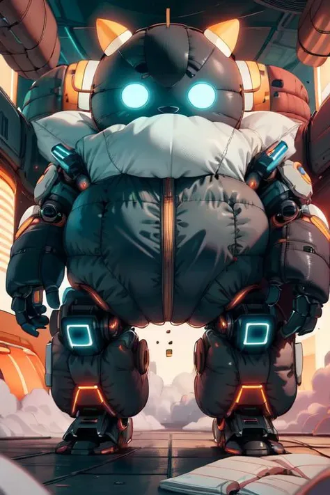 bob cut, <lora:PlushTech-22:1>, plushtech ,scifi,soft velvet,white fat soft robot , small head , inflated ,tall,