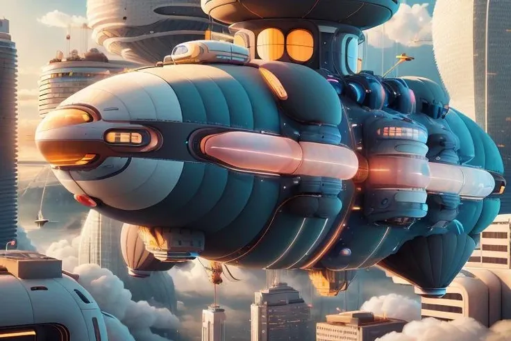 <lora:PlushTech:0.8>, a scifi zeppelin flying high over the city, advanced city, plushtech, soft velvet, very detailed, render, 3d render, plushs, realism, ultra realism, light colours, soft colors, cinematic, ultra detailed, sharp focus, depth field, realistic, dynamic light, detailed, 4k, 8k