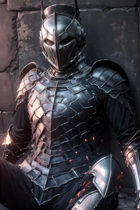 (masterpiece:1.4), (best quality:1.4),
1girl, adult, 21 years old, mature male,
armor, knight, (helmet:1.1),
a knight is lying on ground with back against a wall, slumped over and forlorn <lora:DS2-knight_v4_e2_custom [armor, knight] [helmet] #clothing:1>