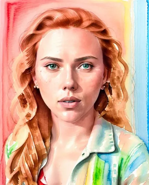 scarlett, ((detailed facial features)), ((wide angle)), long red ginger hair, (freckles:0.6), amazing body, pronounced feminine feature, kitchen, close up, sketch, line-art, (colour gradients:1.0),(tempera:1.1), traditional media, screentones, (watercolour:1.2), chromatic aberration, masterpiece, highest quality, highres, dark academia, retro style, (thick eyebrows:0.8),