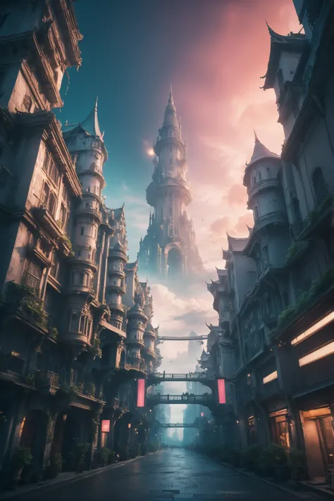 photograph, cinematic color grading, fantasy, timeless fantasy sky city at the beginning of time<lora:EnvyBetterHiresFixXL01:0:hr=1>