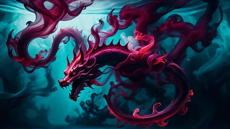 photograph, cinematic color grading, <lora:EnvyInkSwirlXL01:1>dragon made of glowing deep crimson swirling smoke, underwater<lora:EnvyBetterHiresFixXL01:0:hr=1>