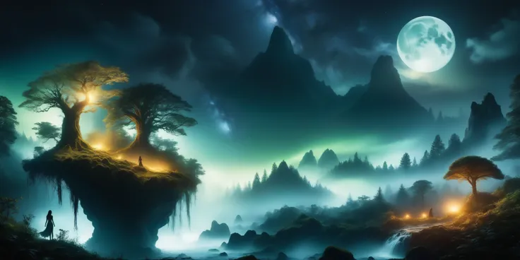 This photograph is shot in full body shot featuring a (mythical nightscapes:1.3) and Feywild forest. The scene is set with a mundane composition., radiant, fantastic aesthetic, advanced cinematic perfect light, ambient background, sunny, fertile <lora:DonMP41n717Bl4ckXL:0.8> DonMP41n717Bl4ckXL