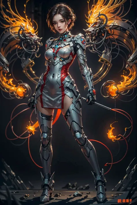 best quality,masterpiece,highres,original,extremely detailed wallpaper,perfect lighting,extremely detailed CG,<lora:add_detail:0.3>,perfect_photography.txt,
<lora:mecha_20230530090512:0.7>,Cheongsam,mecha short dress,