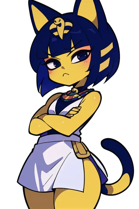 <lora:Ankha_v2_RETRAIN:1> ankha, tail, bandages, white dress,