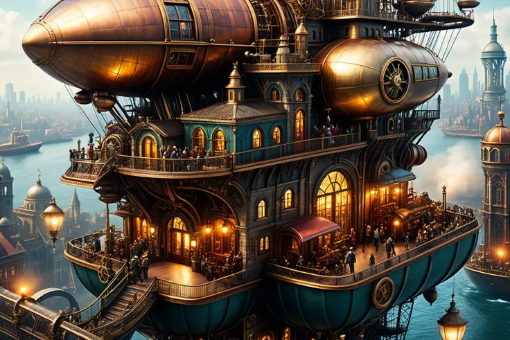 <lora:xl_more_art-full_v1:0.7>, (best quality:1.5), (hyperrealism:1.3), (intricate emotional details:1.5), (ultra detailed), (sharp focus), (sharp details), detailed digital illustration of a Steampunk metropolis with airships soaring, <lora:EnvyDeepforgeXL01:1>