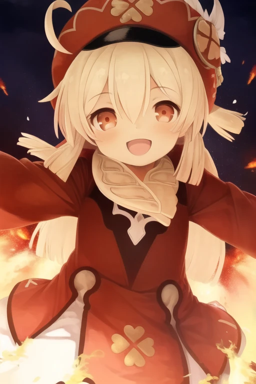 (1girl:1.15), solo, upper body,
<lora:kleeGenshinImpact_:0.7> klee \(genshin impact\), child, (cute:1.1), blonde hair, red dress, happy, smiling, explosion in the background, masterpiece, highly detailed, best quality, sharp focus, soft lighting, warm colors, vivid colors, saturated colors
<lora:kurasuke530_v10:0.85>