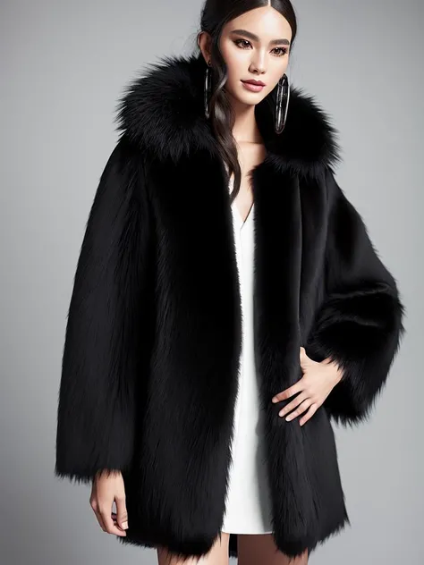 professional product photo of a furry long black jacket, floating suspended midair, intricate fabric details, fashion product catalog image, behance hd, studio lighting, front view, square image, (studio quality:1.1), (8k uhd:1.1), (ultra realistic:1.1), (photography:1.1), (photorealism:1.1), (realistic:1.1), (detailed:1.1), (massive scale:1.1), (max detail:1.1), (soft lighting:1.1), (studio lighting:1.1), (photoshop:1.1), (portrait:1.1)