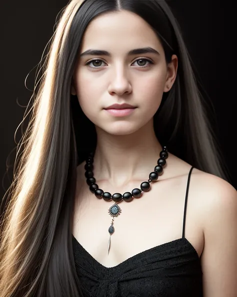 ,a woman with long white hair and a black dress with a necklace on her neck and a black background, by Edmond Xavier Kapp , 1girl, black_background, grey_eyes, jewelry, long_hair, necklace, simple_background, solo, upper_body (studio quality:1.1), (8k uhd:1.1), (ultra realistic:1.1), (photography:1.1), (photorealism:1.1), (realistic:1.1), (detailed:1.1), (massive scale:1.1), (max detail:1.1), (soft lighting:1.1), (studio lighting:1.1), (photoshop:1.1), (portrait:1.1)