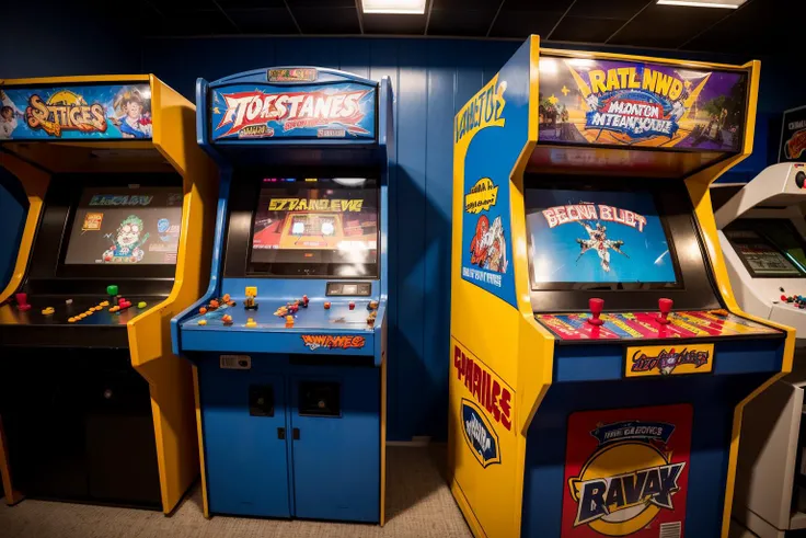 RAW photo of a arcade, arcade cabinet <lora:Arcade:.6>