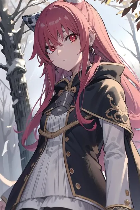 rengokuashe, <lora:rengokuashe-lora-nochekaiser:0.8>,
rengoku ashe, long hair, (red eyes:1.5), pink hair, earrings,
BREAK thighhighs, long sleeves, capelet, cape, dress, white dress,
BREAK outdoors, nature, forest,
BREAK looking at viewer, (cowboy shot:1.5),
BREAK <lyco:GoodHands-beta2:1>, (masterpiece:1.2), best quality, high resolution, unity 8k wallpaper, (illustration:0.8), (beautiful detailed eyes:1.6), extremely detailed face, perfect lighting, extremely detailed CG, (perfect hands, perfect anatomy),