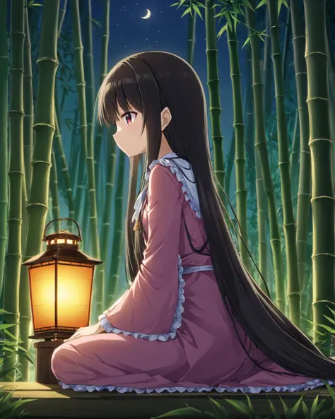 houraisan kaguya,1girl, solo, lantern, sitting, night, bamboo_forest, jeweled_branch_of_hourai, wide_sleeves, profile
<lora:houraisan_kaguya_image2025_2023-12-14:1>,star-shaped_pupils,symbol-shaped_pupils,. gorgeous,key visual, vibrant, studio anime,award-winning, professional, highly detailed,high budget, cinemascope