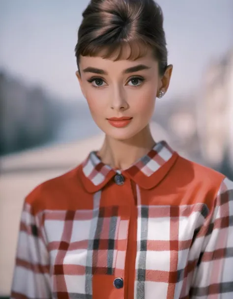 (masterpiece, best quality, hyper realistic, raw photo, ultra detailed, extremely detailed, intricately detailed), (photorealistic:1.4), (photography of Audrey Hepburn wearing a fashionable Plaid shirt dress, designed by Hubert de Givenchy), smile, fairy, pure, innocent, beauty, slender, super model, adr, <lora:adr_AudreyHepburn_SDXL-LoRA-prodigy-clip1-v01:0.9>, Breakfast at Tiffany's, Sabrina, (glide_fashion), <lora:Glide_fashion_sdxl:0.8>, depth of field, (full shot), film grain, zeiss lens, symmetrical, 8k resolution, octane render, extremely high-resolution details, fine texture, dynamic angle,