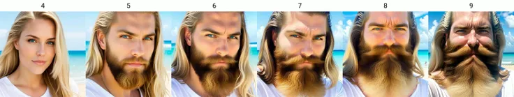 beautiful white woman in beach, portrait<lora:beard_slider_v10:4> , white shirt, long hair, blonde hair, beautiful eyes
