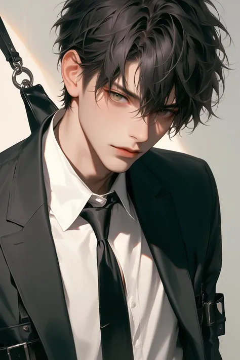 score_9,score_8_up,score_7_up,solo,looking at viewer,short hair,bangs,shirt,black hair,1boy,hair between eyes,jacket,white shirt,male focus,necktie,collared shirt,portrait,black necktie,restrained,bound,bdsm,object insertion,sex machine,deep shadows,<lora:smachine:1>,nsfw,uncensored,nsfw,