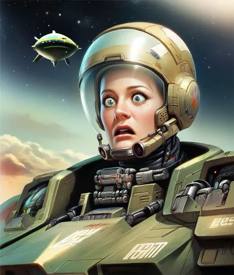 beautiful cyborg, Space battles, Sgraffito scratching, fashionshow, surprised_expression
score_8_up <lora:Retroscifi-Pony1-000011:1>