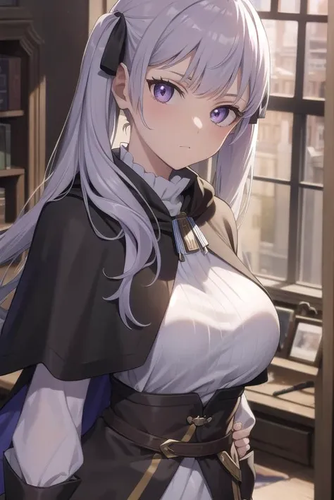 noellesilva, <lora:noellesilva-lora-nochekaiser:1>,
noelle silva, hair ribbon, long hair, (purple eyes:1.1), silver hair, twintails,
BREAK dress, white dress, capelet, skirt, purple skirt, (black capelet:1.5),
BREAK looking at viewer,
BREAK indoors,
BREAK <lora:GoodHands-vanilla:1>, (masterpiece:1.2), best quality, high resolution, unity 8k wallpaper, (illustration:0.8), (beautiful detailed eyes:1.6), extremely detailed face, perfect lighting, extremely detailed CG, (perfect hands, perfect anatomy),