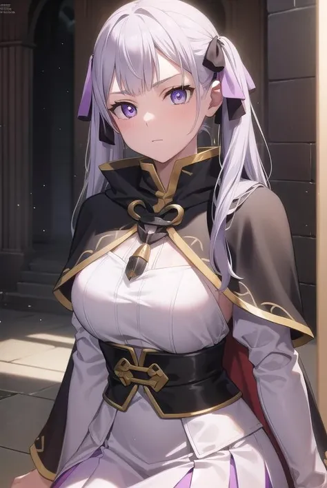 A woman, gray fur, long, Maid, purple xolor eyes, azur lane anime character, Belfast 