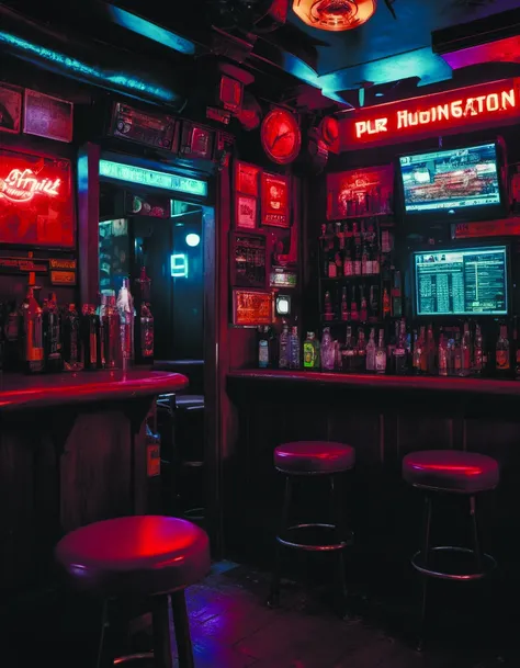 accidental photography in a cyberpunk pub<lora:MindWarp:1> <lora:add-detail-xl:0.9>, cinematic, 35mm film, 35mm photography, film, photo realism, DSLR, 8k uhd, hdr, ultra-detailed, high quality, high contrast,
