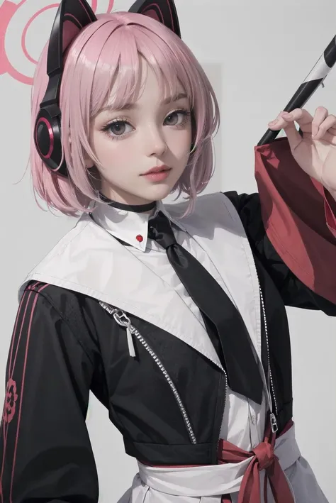 (8k), sharp focus, highres, 1girl, upper body, momoidef, (high quality:1.2), (high detail:1.2), (masterpiece:1.2), (extremely detailed:1.2) <lora:bluearchivefull1:0.8>