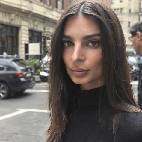 RAWphoto DLSR photo \(medium\), emrata woman \(subject\) in a dimly lit restaurant, supermodel \(woman.subclass\), white shirt and black pants \(clothing\), (simple background, portrait) \(style\), (real, highres, best quality, full sharp, 4 k photography) \(photo.quality\), ___artists/Photography/photographers___, . 35mm photograph, film, bokeh, professional, 4k, highly detailed<lora:emrata_v3:1.0>