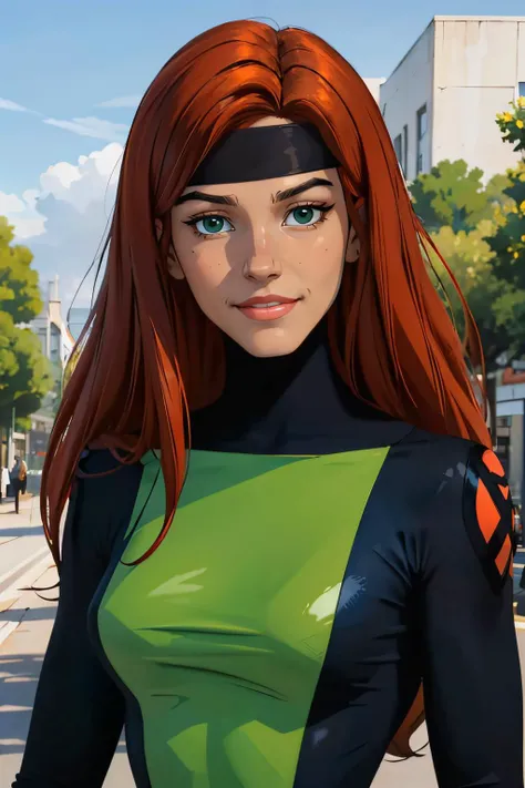 straight-on,upper body,looking at viewer,BREAK,
CARTOON_jeangrey_costume_ownwaifu,www.ownwaifu.com,
long hair,makeup,lipstick,red hair,lips,green eyes,breasts,red lips,medium breasts,
headband,bodysuit,jewelry,bracelet,green bodysuit,turtleneck,black headband,fingerless gloves,skin tight,long sleeves,superhero,multicolored bodysuit,
<lora:CARTOON_X_MEN_Evolution_jeangrey_ownwaifu-15:0.8>, BREAK, official art,extremely detailed CG unity 8k wallpaper, perfect lighting,Colorful, Bright_Front_face_Lighting,shiny skin, (masterpiece:1.0),(best_quality:1.0), ultra high res,4K,ultra-detailed, photography, 8K, HDR, highres, (absurdres:1.2), Kodak portra 400, film grain, blurry background, (bokeh:1.2), lens flare, (vibrant_color:1.2),professional photograph, (beautiful_face:1.5),