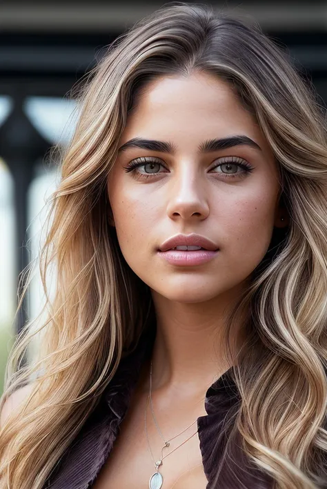 beautiful woman (EPY4sm1n3K4t3b:.99), perfect hair, ((blonde highlights:1.2)), jewellery, ((portrait)), (closeup:1.2), ((from the waist up)), ((( A sleek, solar-powered public charging station for electric vehicles, promoting clean and renewable energy use :1.2 ))), natural skin texture, (( Henley shirt and corduroy pants :1.2)), (( wearing Art Deco Cufflinks :1.2)) , 24mm, 4k textures, soft cinematic light, adobe lightroom, photolab, hdr, intricate, elegant, highly detailed, sharp focus, ((((cinematic look)))), soothing tones, insane details, intricate details, hyperdetailed, low contrast, soft cinematic light, exposure blend, hdr, faded, now, ("I've got a bad feeling about this.":1.1)