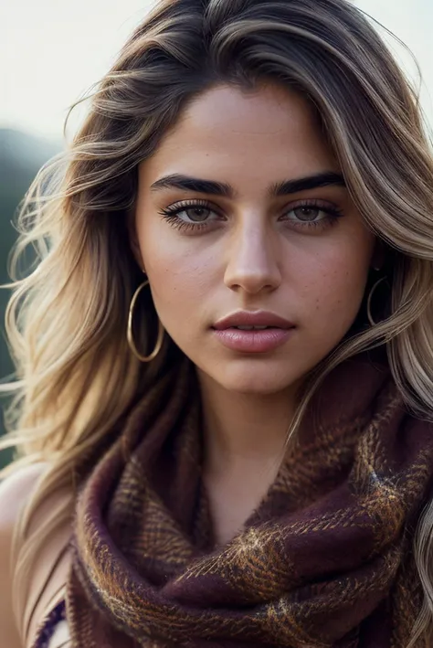 beautiful woman (EPY4sm1n3K4t3b:.99), perfect hair, jewellery, ((portrait)), (closeup:1.2), ((from the waist up)), (((  school[::2]   :1.2 ))), natural skin texture,  ((  Cami top and pleated trousers :1.2)), (( wearing Plaid Wool Scarf  :1.2)) , 24mm, 4k textures, soft cinematic light, adobe lightroom, photolab, hdr, intricate, elegant, highly detailed, sharp focus, ((((cinematic look)))), soothing tones, insane details, intricate details, hyperdetailed, low contrast, soft cinematic light, exposure blend, hdr, faded, now, ("I've got a bad feeling about this.":1.1)
