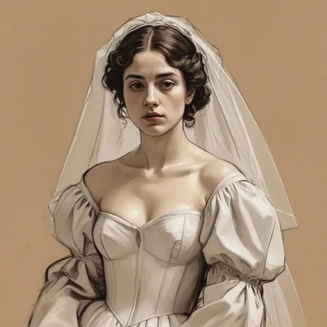 Sketch by caravaggio of the winter bride