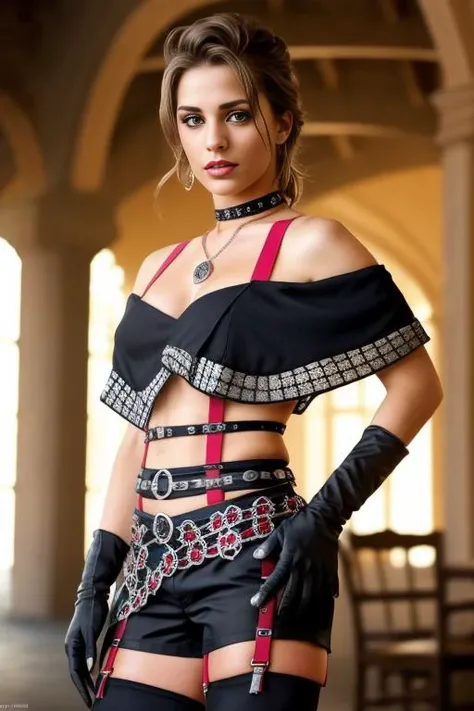 groovy 22yo <lora:paine-nvwls-v1:0.9> paine, red eyes, choker, necklace, crop top, off-shoulder, elbow gloves, suspenders, black shorts, thighhighs, boots, cleavage, midriff, thighs, (petite, toned, photorealistic), , dynamic pose, suggestive posing, sexy BREAK ((photorealistic), realistic face), medium breasts, beautifully detailed woman, realistic face, detailed mouth, extremely detailed eyes_and_face, beautiful attractive face, beautiful detailed eyes, (photorealistic), pronounced feminine feature, matte eyeshadow, eyelashes, eyeliner, perfect fit body, smooth skin, dynamic posing, toned body, flat belly, perfect feminine hands BREAK color HD photo, underwater photography, (full-body shot, high quality photo, masterpiece), HDR, 8K resolution, analogue RAW DSLR, best quality, absurdres, vivid vibrant colors, skin pores, intricate detail, (intricately detailed face_and_eyes), realistic human hands, sophisticated detail, (realistic lighting, sharp focus), centerfold, bokeh, official art, 8k wallpaper, ultra high res, professional photography