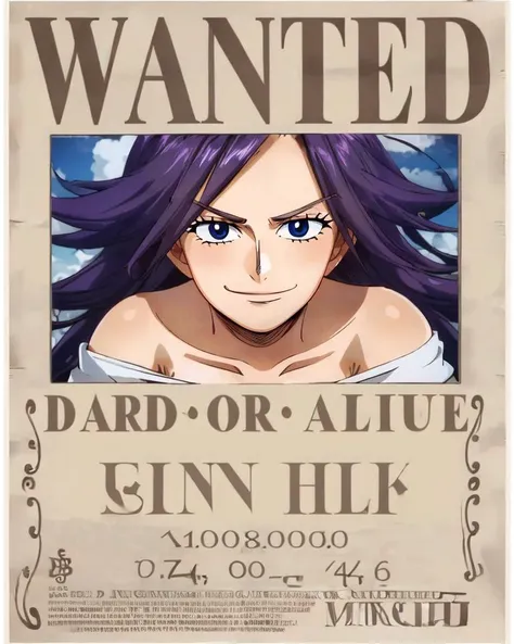 ((best quality)), ((highly detailed)), masterpiece, detailed face, beautiful face, (detailed eyes, deep eyes), (1girl), cowboy shot, <lora:midnightMyHeroAcademia_v10:.8>, midnightmha, boku no hero academia, purple hair, very long hair, sky blue eyes, smile, off shoulder long sleeved sweater, jeans, <lora:wanted poster:.8>, haizeiwang/\(wanted/\)