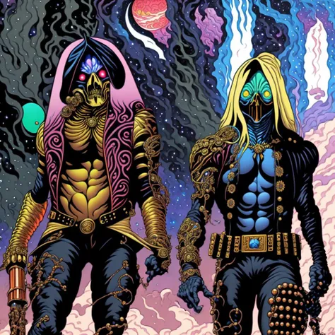 deep psychedelic color, detailed album cover, cosmic moonscape (on a black background:1.4) , <MAGIFACTORY> art by Dan Mumford, Dan Seagrave, Moebius, Roger Dean