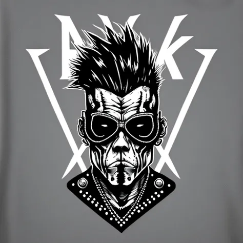 (a  Punk rocker:1.2) ,  t-shirt logo in the style of <MAGIFACTORY>  tapered  fine outline,  orthographic view, art on (empty background:1.4)