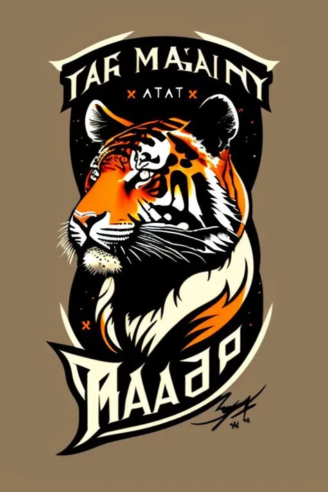 as a t-shirt logo in the style of <MAGIFACTORY> art, tiger, , Frank O'Meara