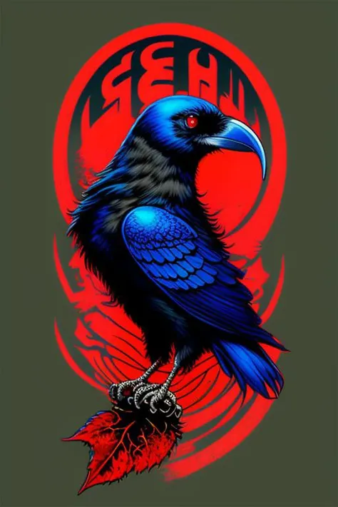 as a t-shirt logo in the style of <MAGIFACTORY> art, raven, , Tony DiTerlizzi