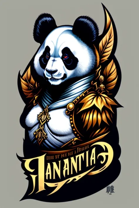 as a t-shirt logo in the style of <MAGIFACTORY> art, panda, , Tony DiTerlizzi